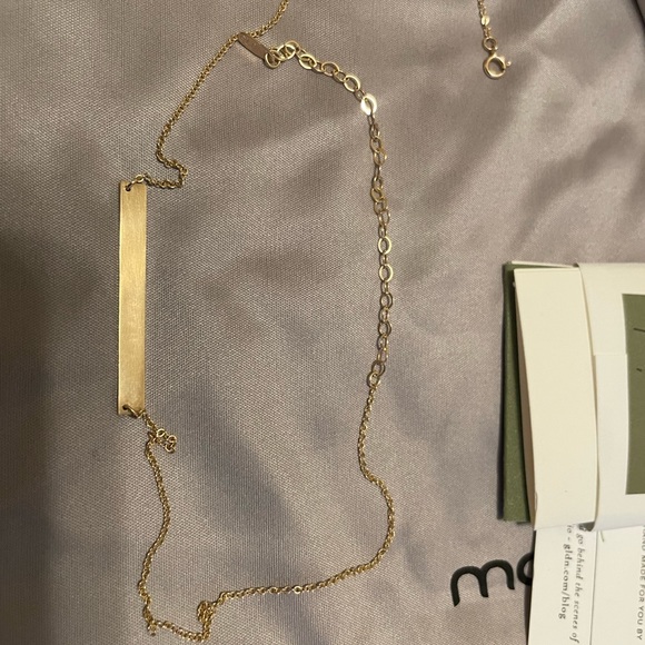 Custom 14k Gold "Serra" Bar Necklace - "INVICTUS" with blackbird - Picture 8 of 15